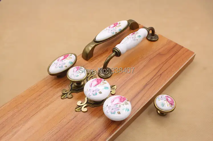 Vintage Ceramic Cabinet Knobs And Handles China Flower Furniture