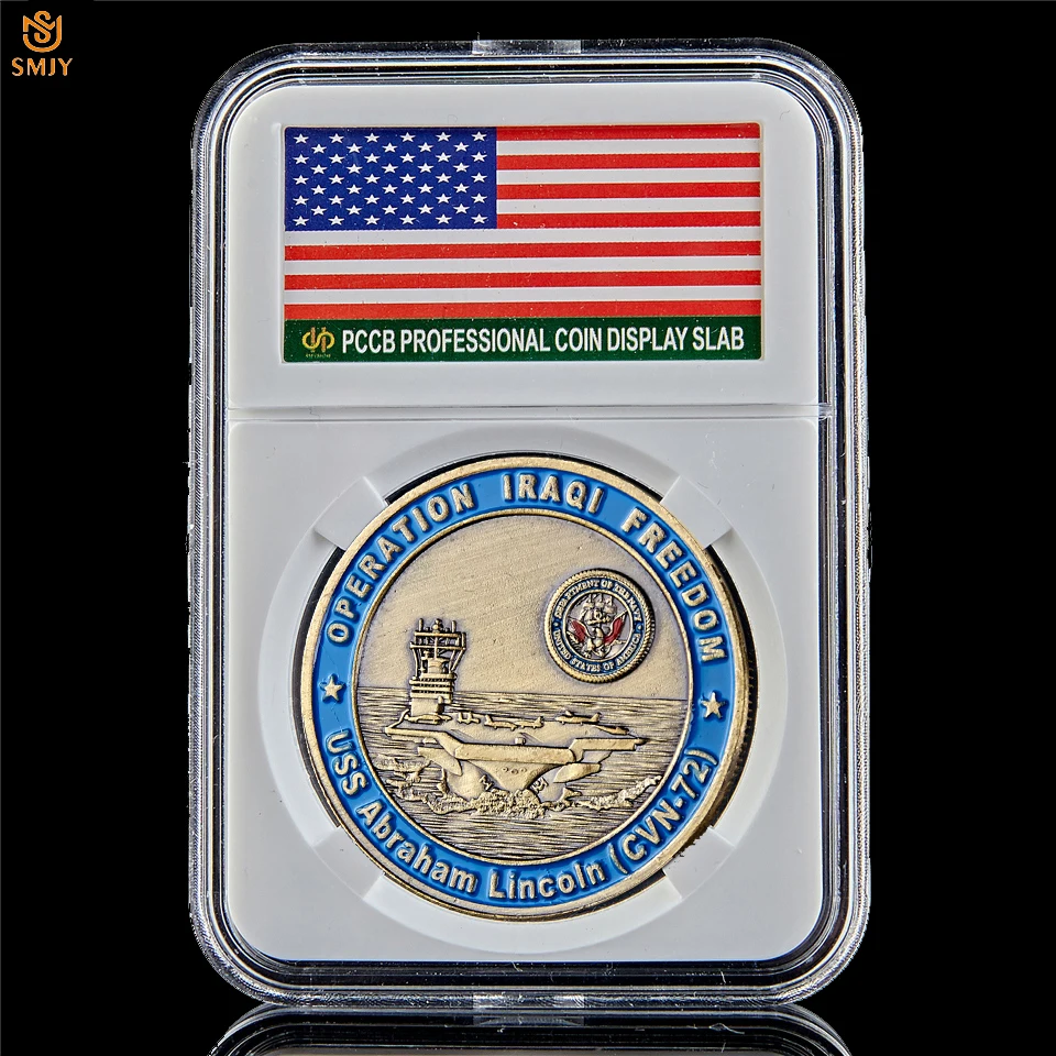 

USA Abraham Lincoin (CVN-72) Operation Iraqi Freedom Law Enforcement Archangel St. Michael Bronze Challenge Coin Value W/PCCB