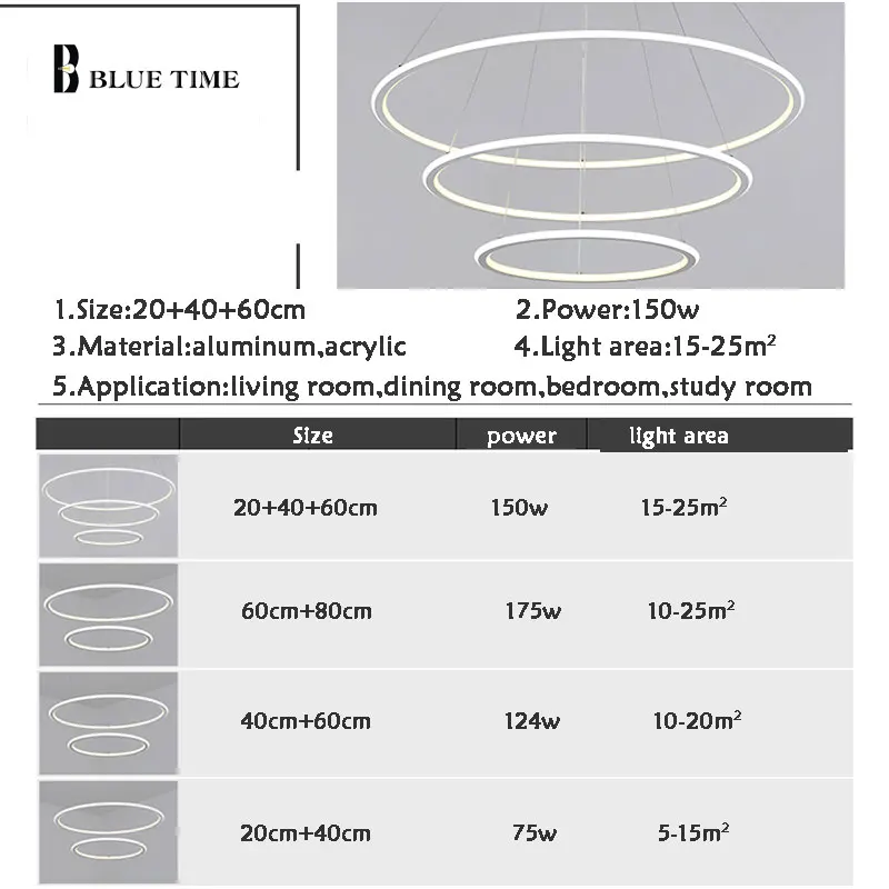 Luzes para Sala de Estar Sala de Jantar Luminária de Teto Novo Moderno Anéis Círculo Led Pingente Lustre Pendurado 3 11 Luzes de pendentes