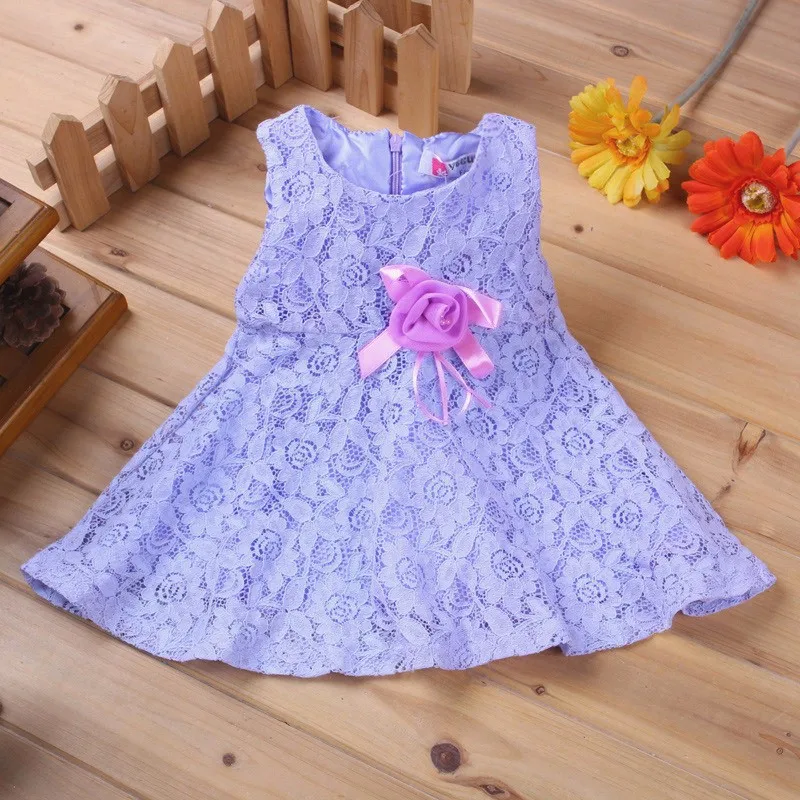 Платья для маленьких девочек кружевные платья без рукавов; 13 Цвет Платье для первого дня рождения для девочки для крещения нарядное платье для малышей и детей одежда DRE008