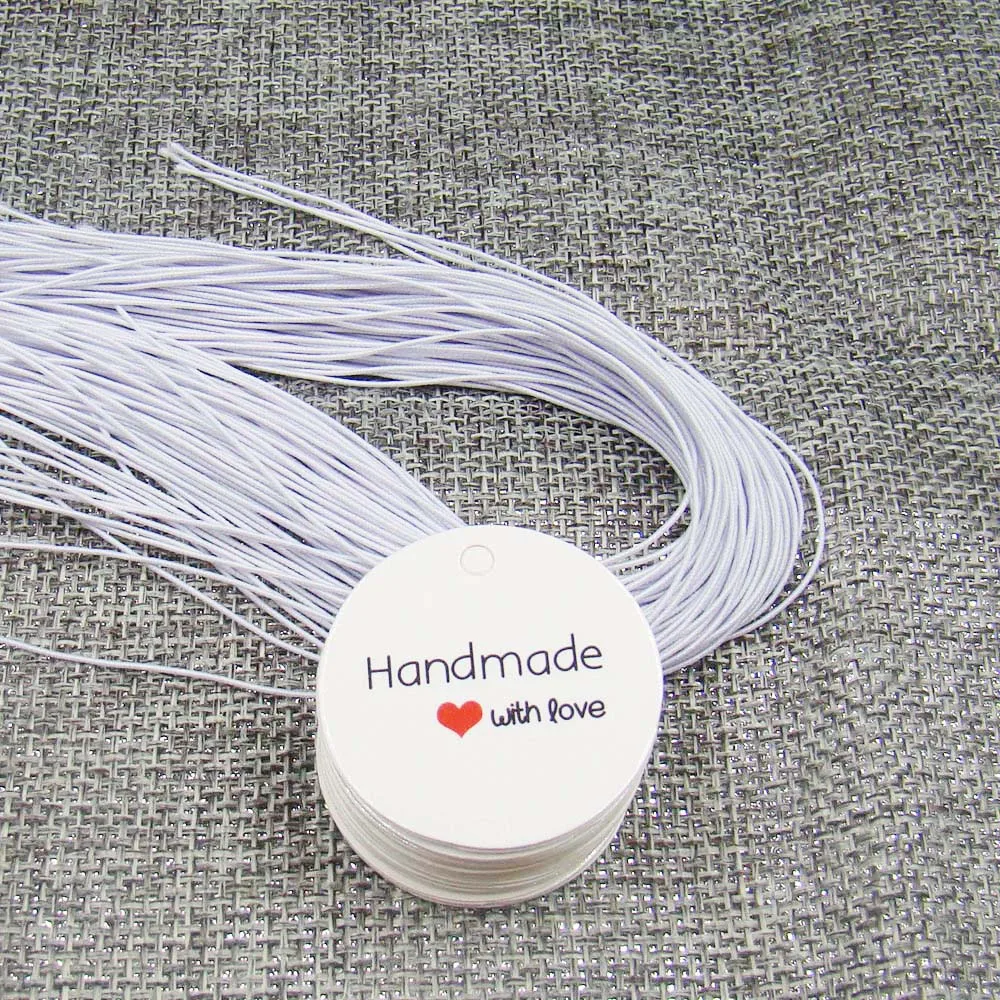 1000 pcs handmade with love tag+1000pcs white elastic string for