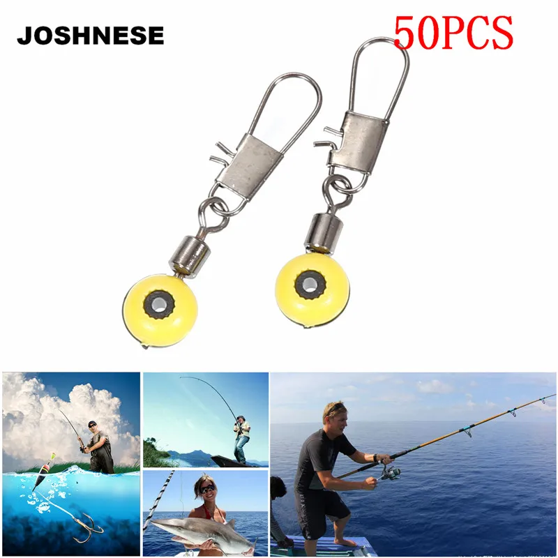 JOSHNESE 50Pcs/pack Space Beans Fishing Connector Float Connector Rolling Swivel Fishing