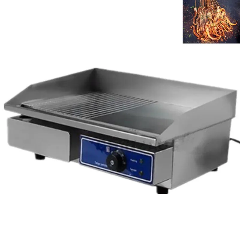 Snack food electric griddle teppanyaki griddle restaurant kitchen equipment grilling contact