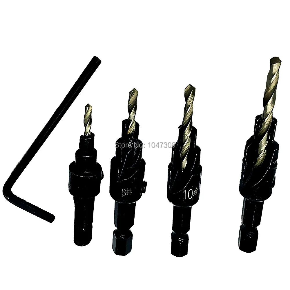 4pcs Hss Countersink Drill Bits 1/4" Quick Change Hole Hex Shank Screw