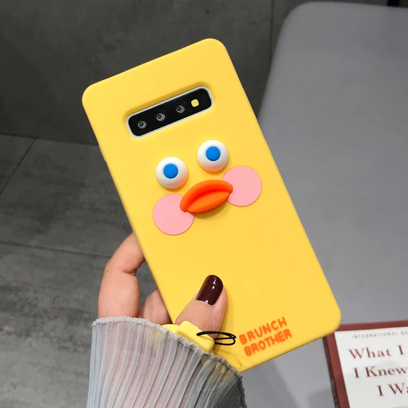 YHBBCASES смешной 3D Румяна утка мягкий чехол для samsung Galaxy S8 S9 S10 плюс карамельный цвет чехол на телефон с изображениями героев мультфильмов для samsung Note 8 9