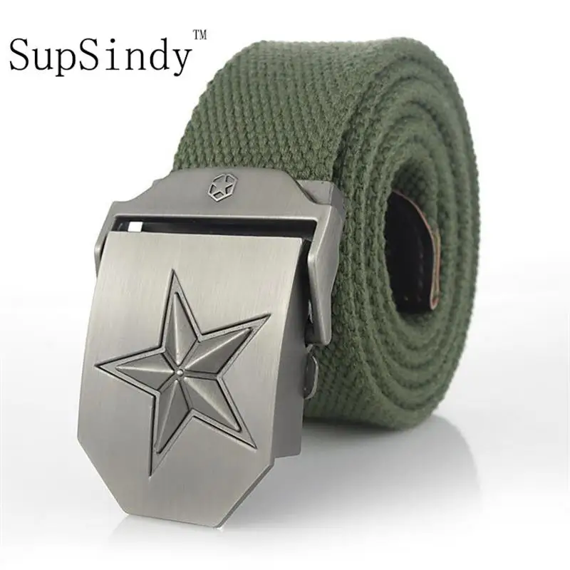 SupSindy брезентовый ремень роскошный ремень для мужчин известный бренд Ремень джинсовый в стиле милитари трехмерный пятиконечная звезда армейский зеленый 120 см