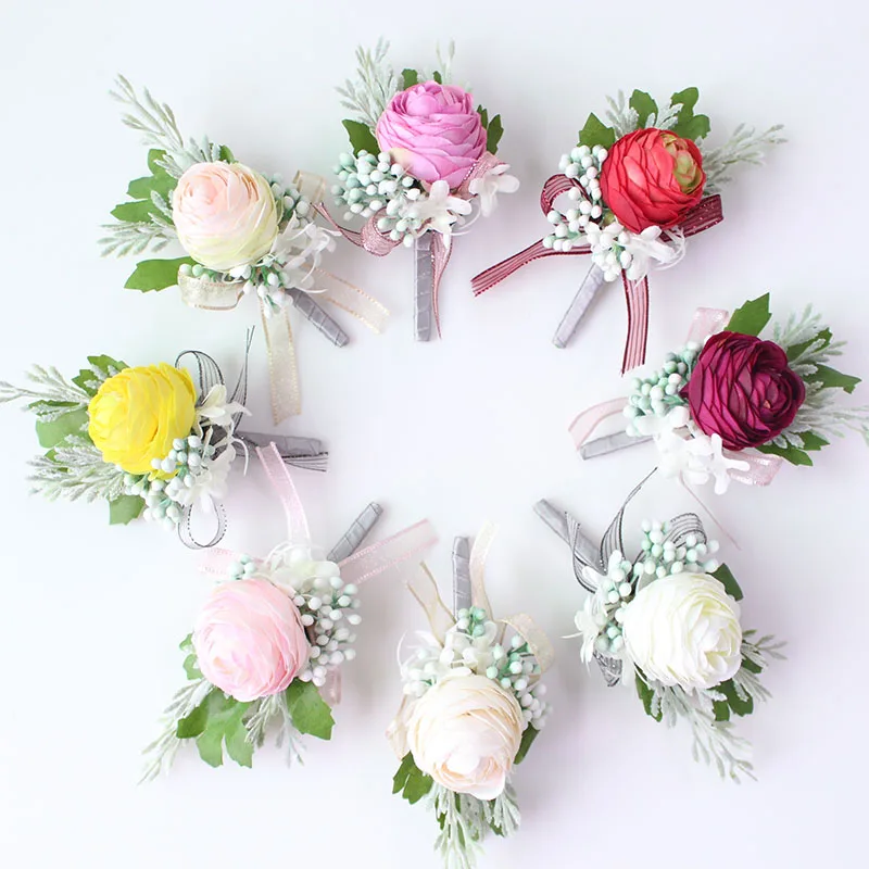 wedding boutonniere Wrist Corsage Bracelet  (17)