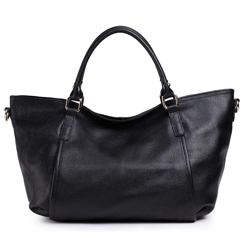 Модная женская трапециевидная сумка в американском и Европейском стиле, дамская сумка, первый слой из воловьей кожи, натуральная кожа, сумка через плечо - Цвет: Black