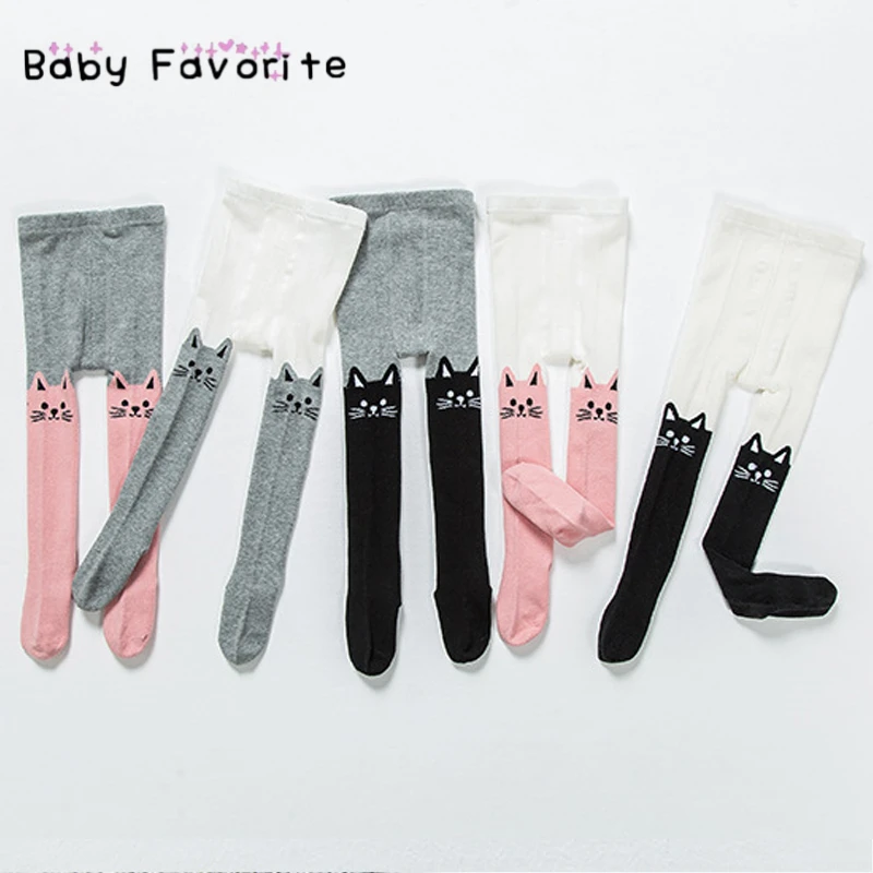 

Baby Favorite Girls Tights 2018 Spring Design Lovely Cartoon Cat Pattern Children's Wear Thick Warm Winter Clothes Bebek TI-22