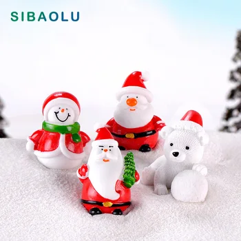 

3pcs Christmas Sant Claus Snowman bear figurine animal Model home decor miniature fairy garden decoration DIY accessories