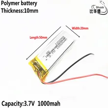 Литровая энергетическая батарея хорошего качества 3,7 в, 1000 мАч 102050 полимерная литий-ионная/литий-ионная батарея для планшетных ПК банка, gps, mp3, mp4