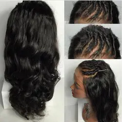 13x6 Синтетические волосы на кружеве парик с ребенком волос бразильский свободная волна Синтетические волосы на кружеве парики из
