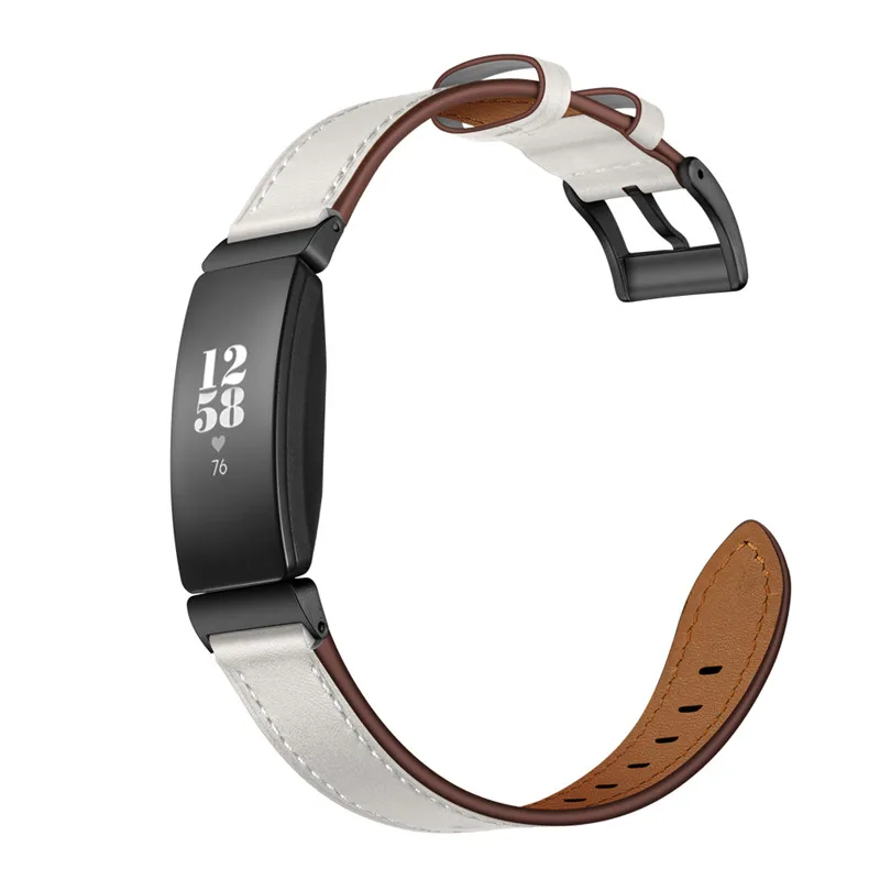 6 цветов модный ремешок из натуральной мягкой кожи для Fitbit Inspire красочный женский спортивный сменный Браслет ремешок на запястье - Цвет ремешка: White
