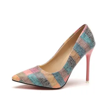 

Women's high-heeled shoes summer new thin section with shallow mouth pointed color matching professional wedding women's shoes