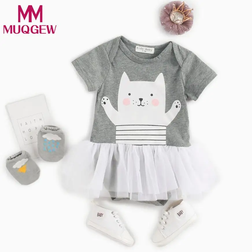 MUQGEW 2018 Baby girl dress clothes romper Toddler Romper Newborn Baby Boys Girls Cat Cartoon Hoodie Rompers Outfits Clothes