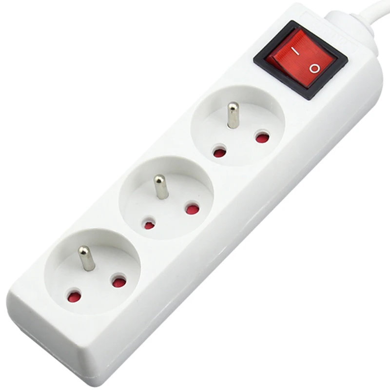 

250V 16A French Standard Sockets Outlet AC Power Charger Wall Socket Plug Mains Lead Strip Adapter With Extension Cable Switch