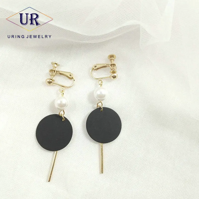 

Round Clip & Piercing Earrings For Women Gold-Color Simple Wood Pearl Earings Fashion 2018 Gift for Christmas Day KA085 KA086