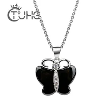 Новая мода несколько циркона Бабочка ожерелье s& Подвески для женщин черные керамические украшения CZ свадебные Чокеры ожерелье подарок