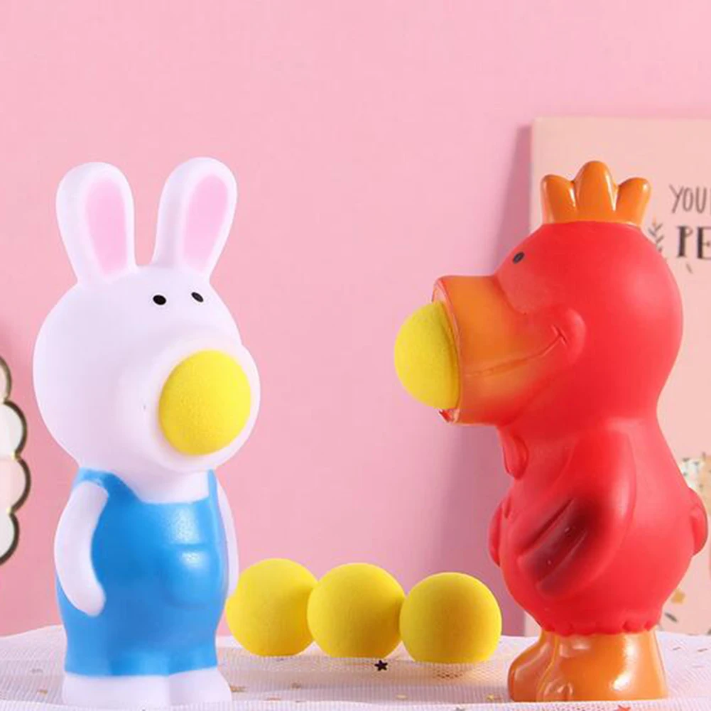New Creative Soft Rabbit Animal Pop out Shoot Ball Anti-Stress Squeeze Kids Toy Gift Soft Sticky Stress