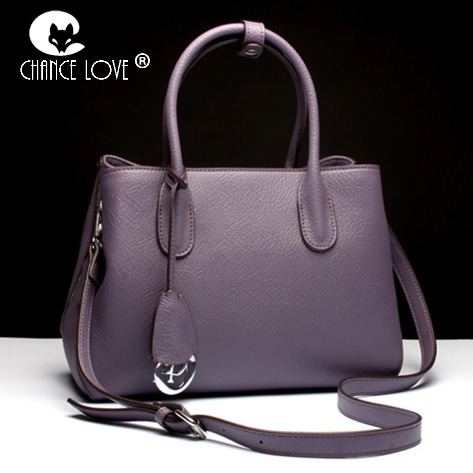 

Chance Love 2018 new special design tag pendant charm lavender color Genuine leather handbag ladies women bag shoulder bag