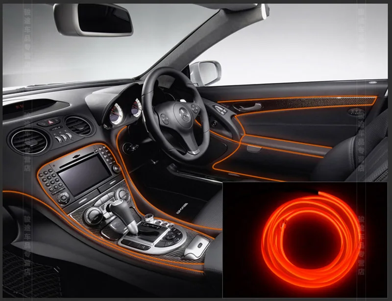 8 цветов автомобиля 12 светодиодный светодиодные Холодные огни Гибкие неоновая электрическая проволока авто лампы на автомобиль холодный свет полоски линии интерьера украшения светящиеся провода - Испускаемый цвет: Orange