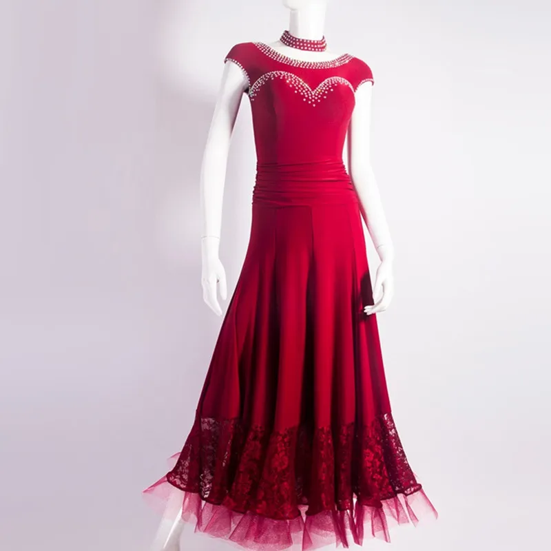 red ball room gown