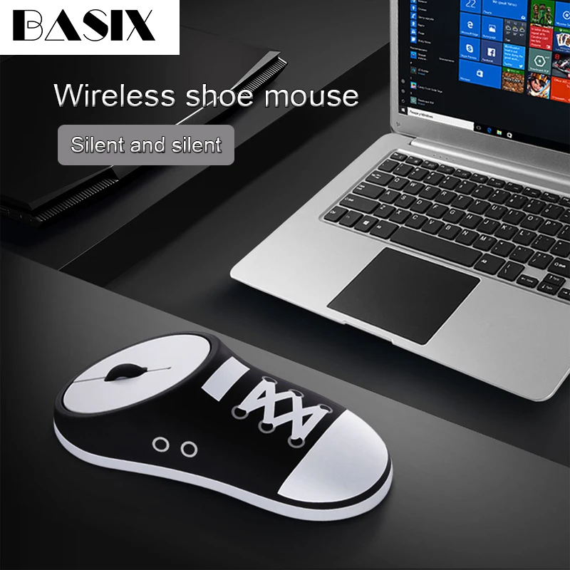 Basix беспроводная мышь Бесшумная компьютерная мышь 2,4 ГГц перезаряжаемая эргономичная обувная мышь Бесшумная беззвучная USB Беспроводная мышь для ноутбука