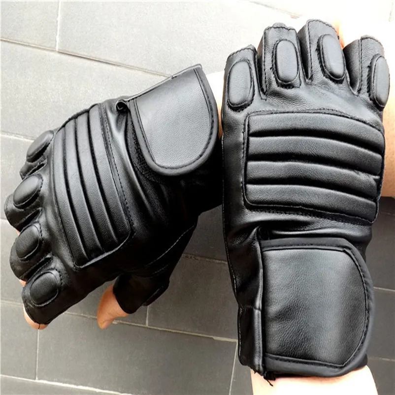 Fashion Men Winter Leather Motorcycle Gloves Sports Outdoor Protection Fighting Gloves Cycling Gloves keep warm  #3n12 (10)