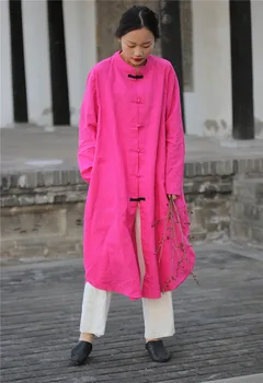 

ARANSUE 2019 Spring Summer Blouse long design linen shirts Bone Flax Collar Button Long Shirt blusas Rosy Blacke camisas mujer