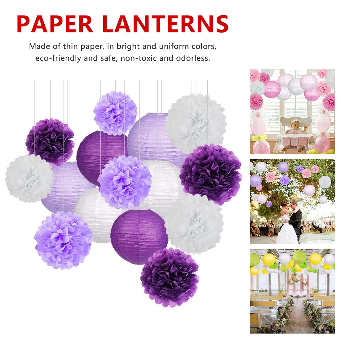

15Pcs/Set Paper Flower Balls Home Decoration Multicolor matching Paper Lanterns Birthday Party Wedding Birthday