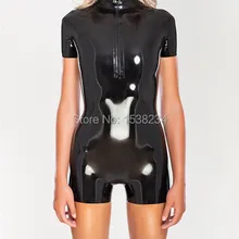 WOMEN latex catsuit swimsuit summer latex bodysuit front zip and crotch zip