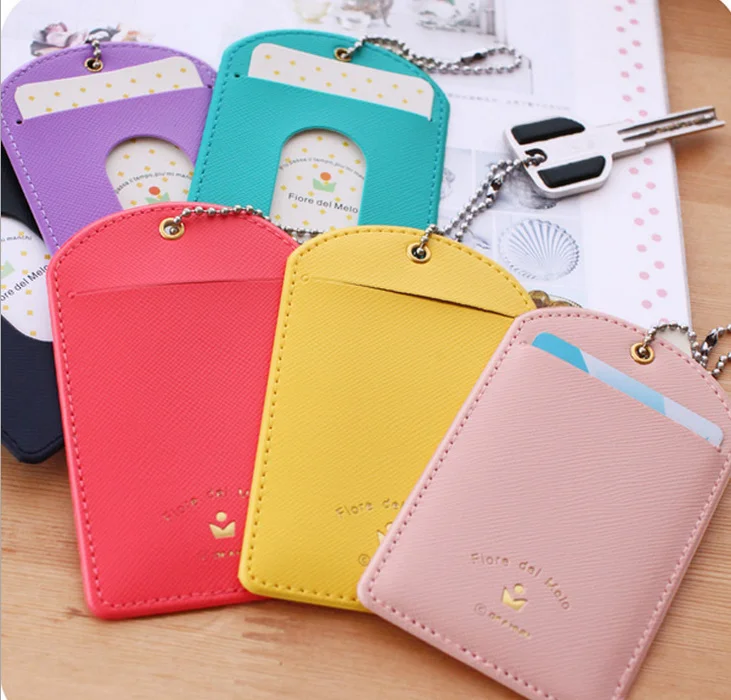 

Candy Colors 5Colors For Choice 11*6.5CM Cards Holder BAG PVC ID Pouch Case BAG ; PU BUS Cards Bags Pouch Case Women Handbag