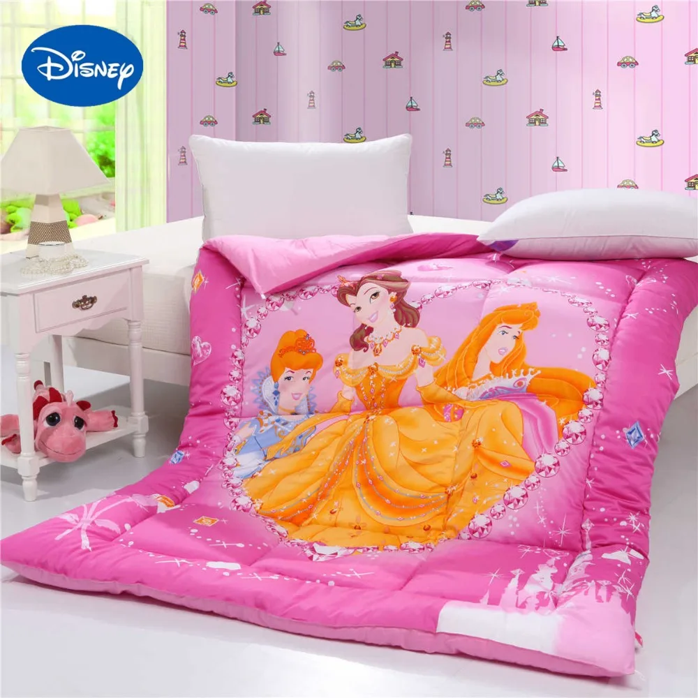 

Disney Princess Comforters Single Twin Queen Girls Quilted Twill Cotton Fabric Autumn Winter Season Pink Color Cartoon Character