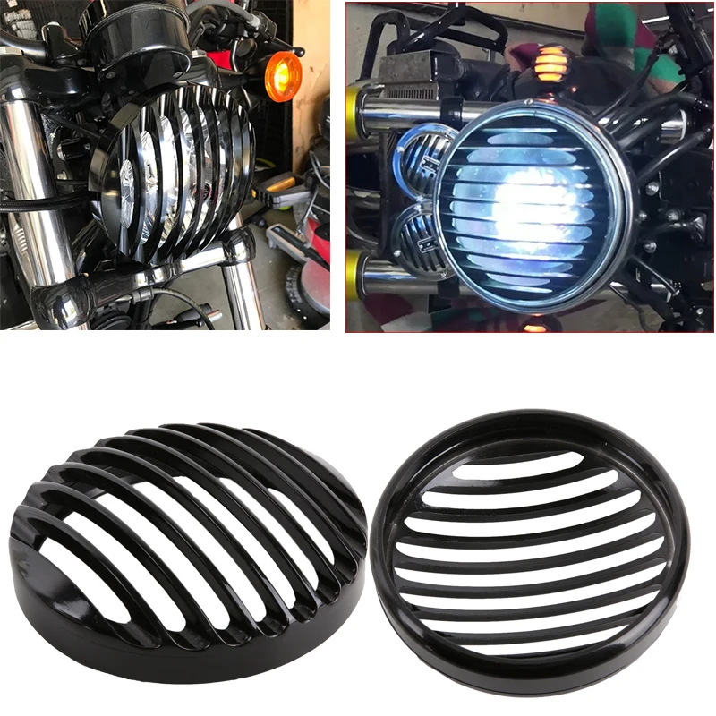 

5.75''5 3/4 CNC Led Headlight Grill Cover For Sportster XL 883 Iron 1200 04-14 Custom XL 1200C 1200 Motorcycle