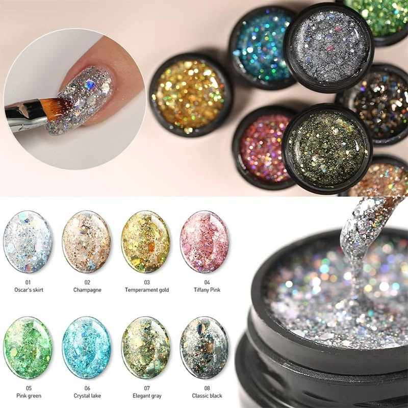 

Lacheer Glitter Nail Art Decorations UV Nail Gel Polish Soak Off Sequins Led Gel Varnish Long Lasting Hybrid Nail Enamel