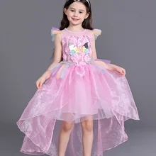 Платье для девочек вечерние платья с единорогом карнавальный костюм необычные детские платья для девочек, элегантное платье принцессы 5, 6, 7, 8, 9, 10, 12 лет