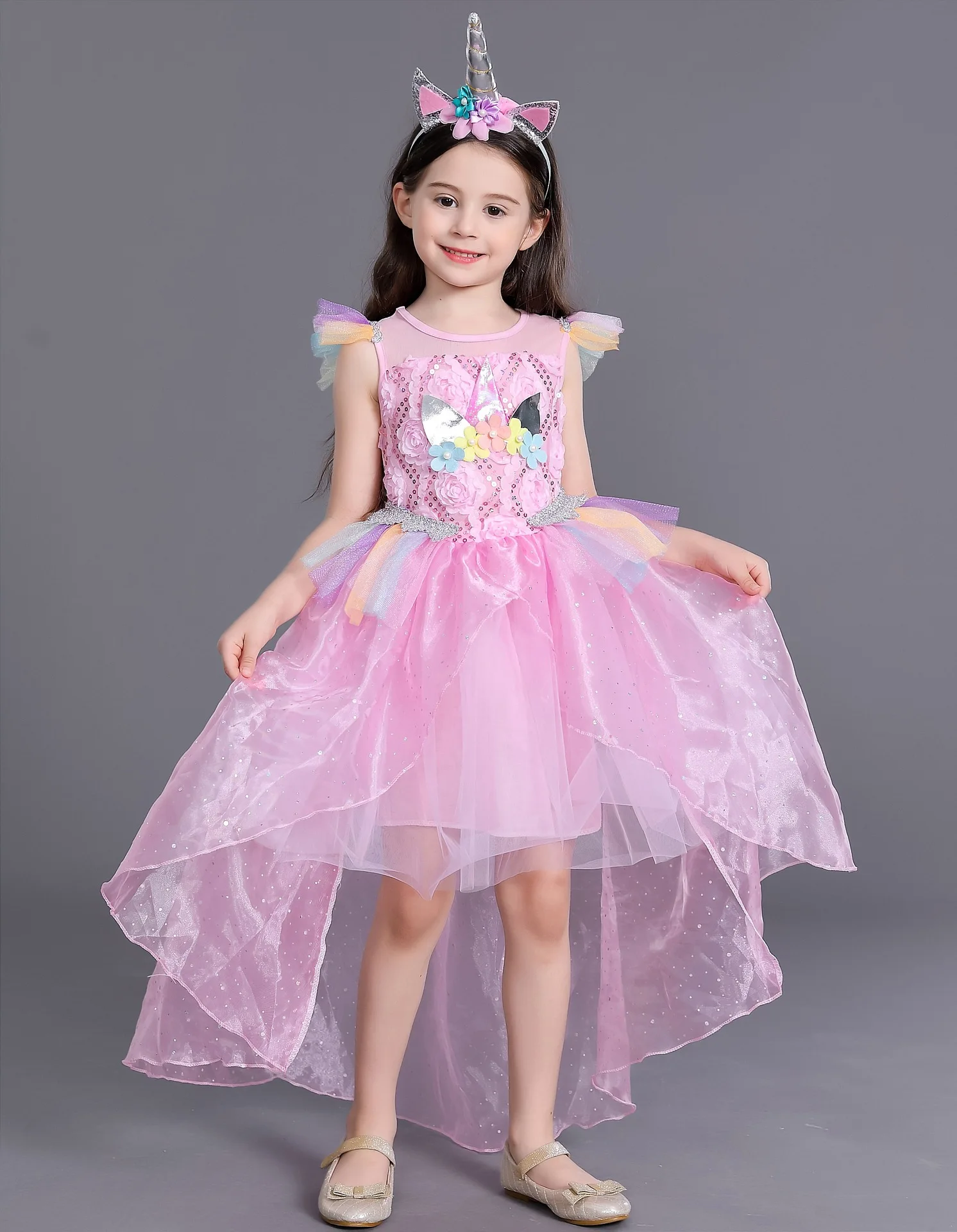 

Girls Dress Unicorn Party Dress Cosplay Costume Irregular Kids Dresses For Girls Elegant Princess Dress 5 6 7 8 9 10 12 Year