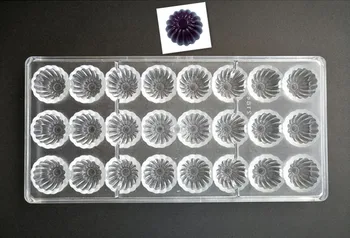 

1PC 24cavities flower screw shaped Hard Polycarbonate Chocolate Mould PC Candy Pasta Tool Injection PC Cake Mold
