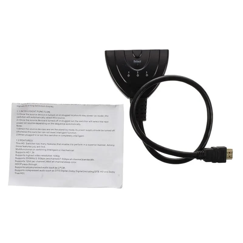 Высокое Разрешение HDMI 3 в 1-Out (3 to1) автоматический HDMI переключатель с 1,5 ft. кабель Поддержка 3D