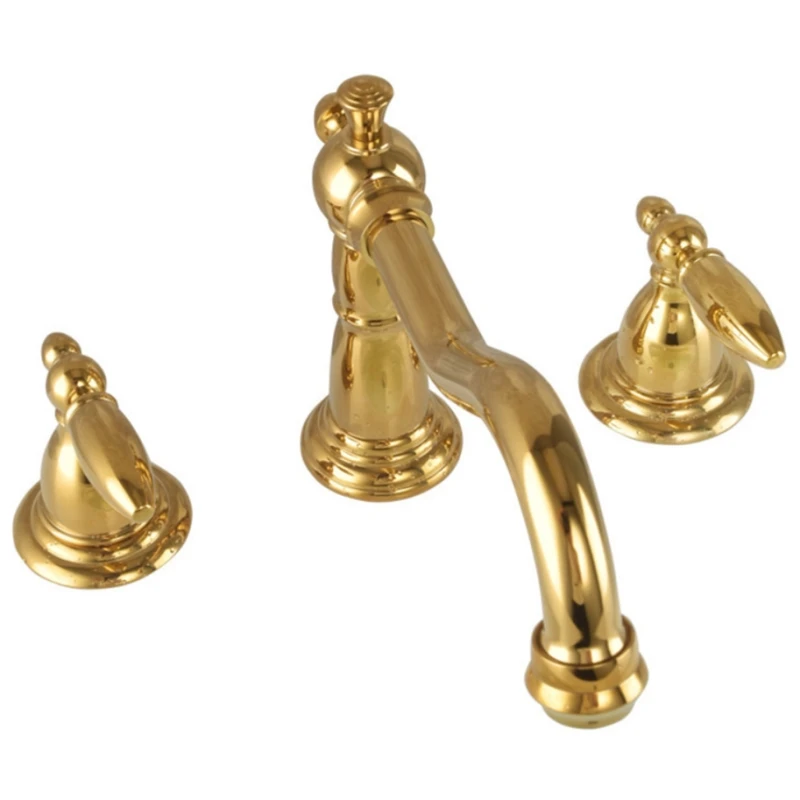 

Titanium Gold Antique Retro Double handels Three-Hole Wash Basin Bathroom Sink Tap Faucet Hot and Cold Mixer