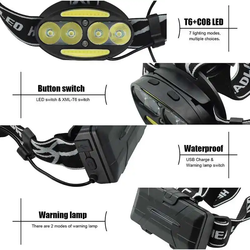 8 led super bright headlamp red light headlight rechargeable head flashlight torch lamp 1 (8)