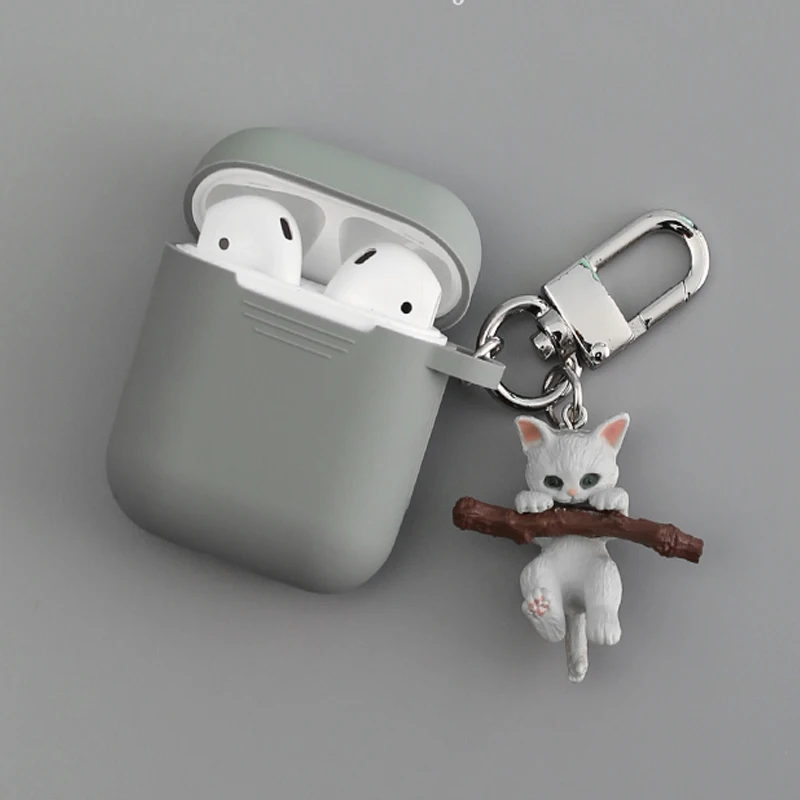 

Cute Cat Silicone Case for Apple Airpods 1 2 Accessories Bluetooth Earphone Protective Soft Case Bag with Key Ring doll