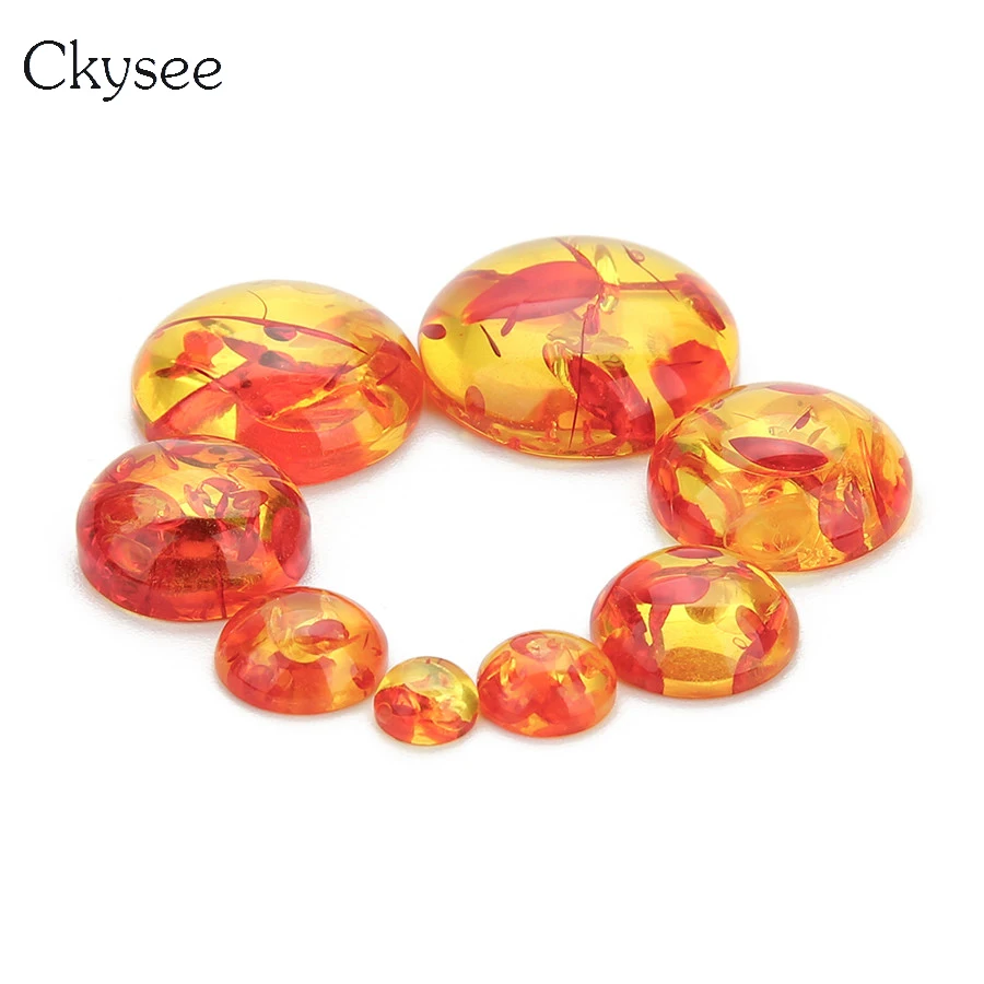 

Ckysee 20Pcs/lot Handmade Imitation Ambers Resin Round Cabochon Beads 6/8/10/12/14/16/18/20mm Beads Craft For Bracelet Making