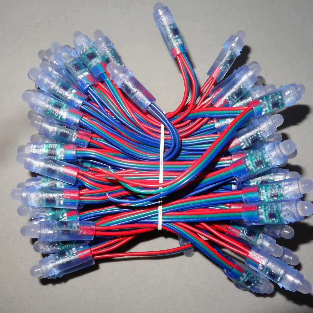 18AWG провод 100 шт/шнур DC12V 12 мм WS2811 адресуемый RGB led умный пиксельный узел со всеми
