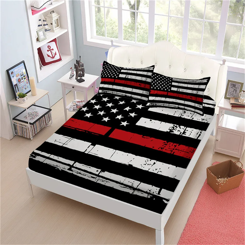 Flag Day Bedding American Flag Sheet Set Twin Full Quen King Bed Linens
