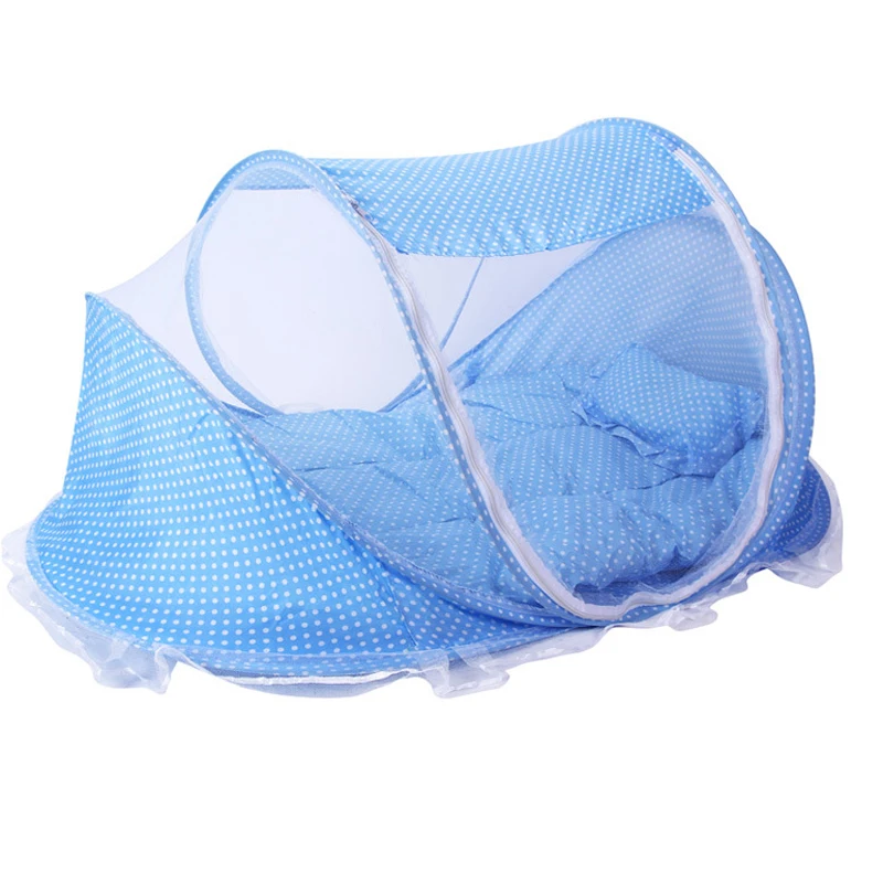3pcs/set Summer Baby Bed Mosquito Net with Folding Bed Canopy +Cushion