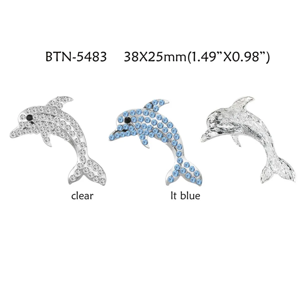 38 мм морские животные Дельфин пуговица со стразами 10 шт для рукоделия(BTN-5483
