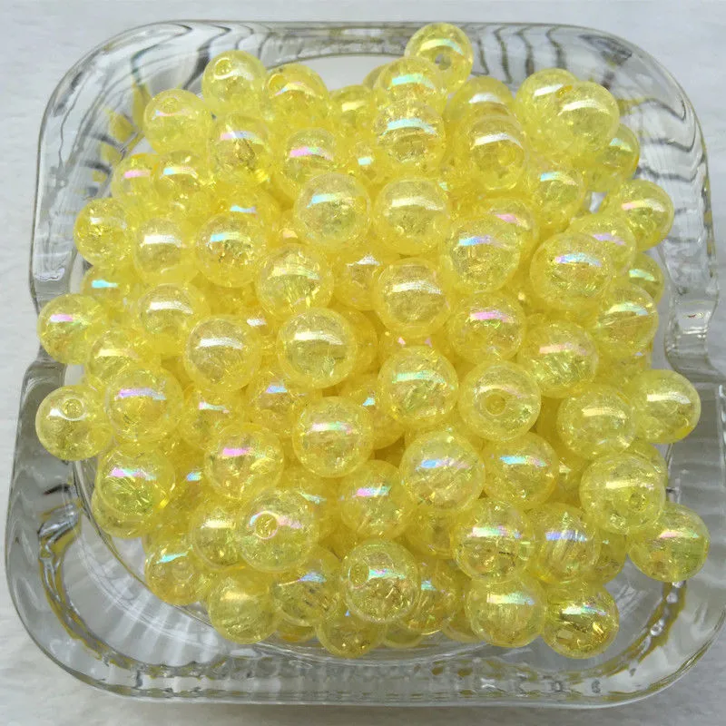 

40pcs 8mm Yellow AB Chunky crack Beads Jewelry Pendant Bubblegum Necklace