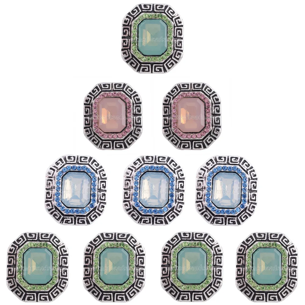 

10pcs/lot 3 Colors Mixed 18MM Snap Button Jewelry Crystal Flower Snap Buttons Fit 18mm Snap Bracelet Bangle for Women Accessory