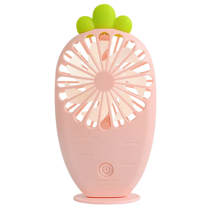 Pink Mini Fan Portable Table Travel Adjustable Radish Shaped Summer Office Students With Led Light Cooling Home Usb Charging - Цвет: Pink